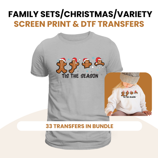 Family Set/Christmas/Variety Screen Print & DTF Transfer Bundle